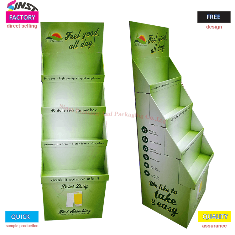 ການສະແດງເຄື່ອງດື່ມ Supermarket Staircase carton displays