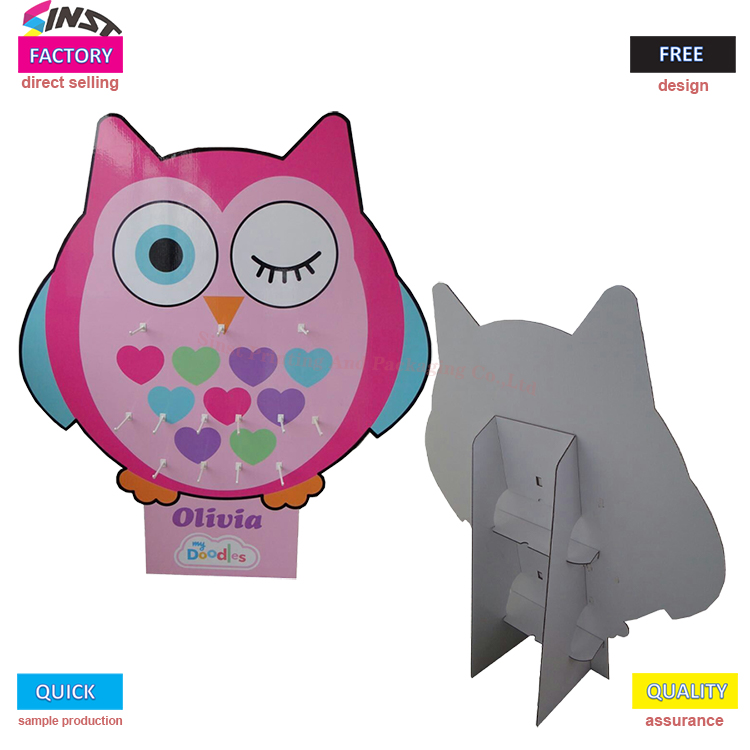 Owl Peg Cardboard Display Stand Toy Bag Keychain stationery with Hooks